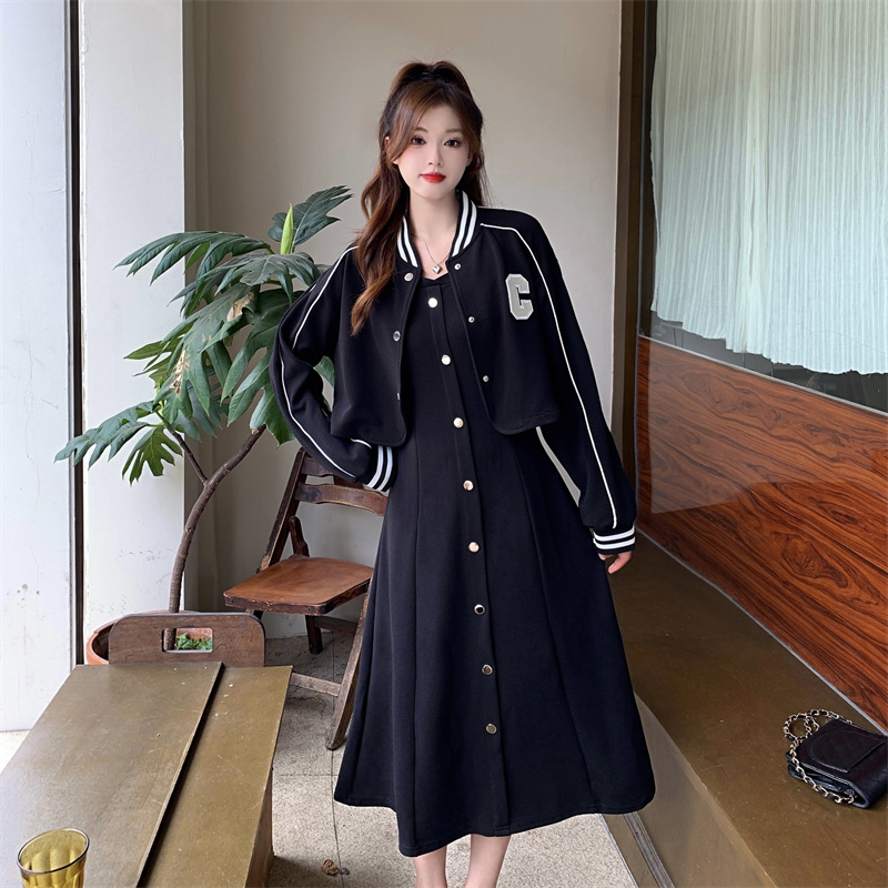 Plus Size Spring 2026 Preppy Two-Piece Dress Set for Women