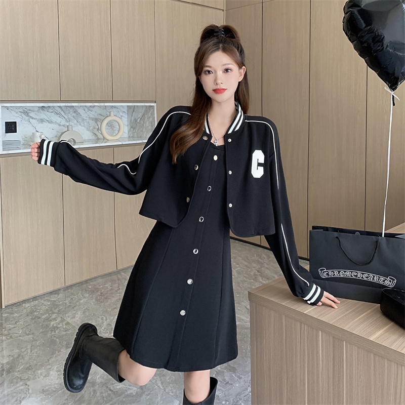 Plus Size Spring 2026 Preppy Two-Piece Dress Set for Women