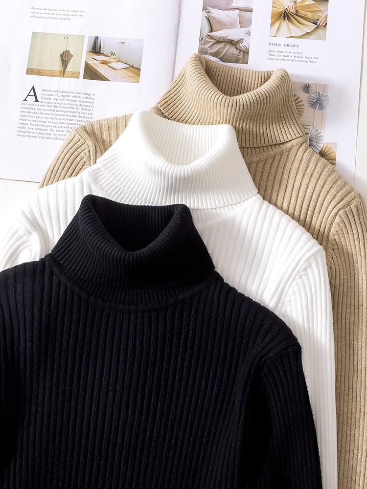 Women's Turtleneck Knit Sweater Thickened Slim Fit Warm Base Layer Top