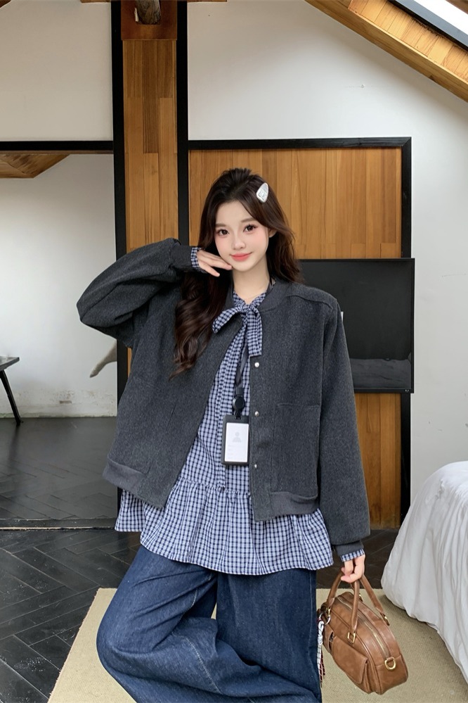 1761330587340_7YvDue.jpg Preppy Style Women's Fashion Two-Piece Set with Shirt and Woolen Coat