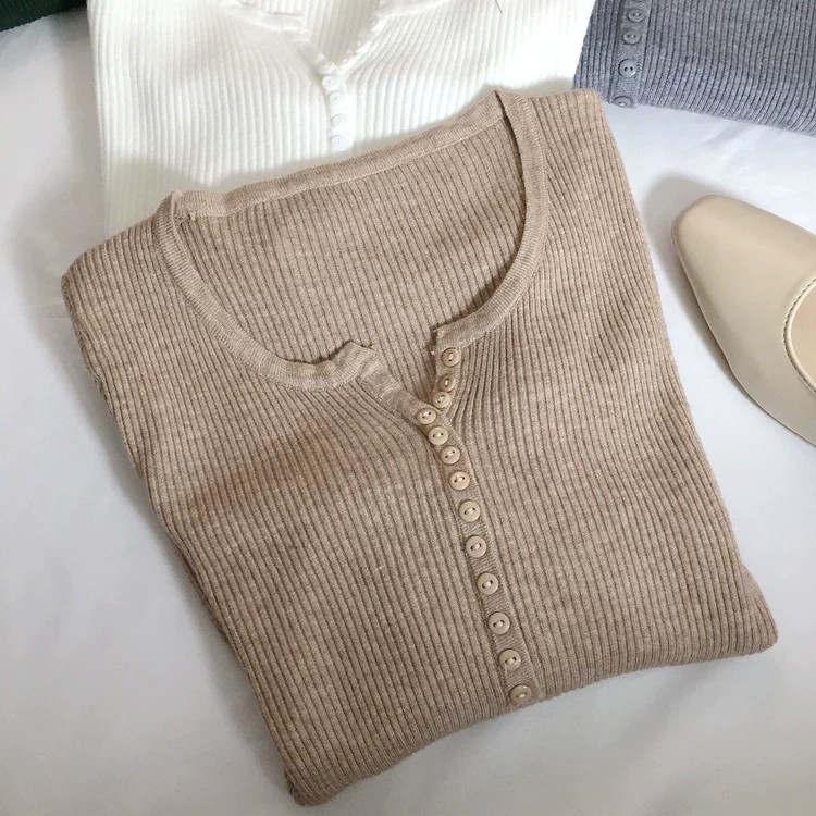 Women's Retro Slim Fit V-Neck Knit Pullover Sweater Long Sleeve Base Layer Top