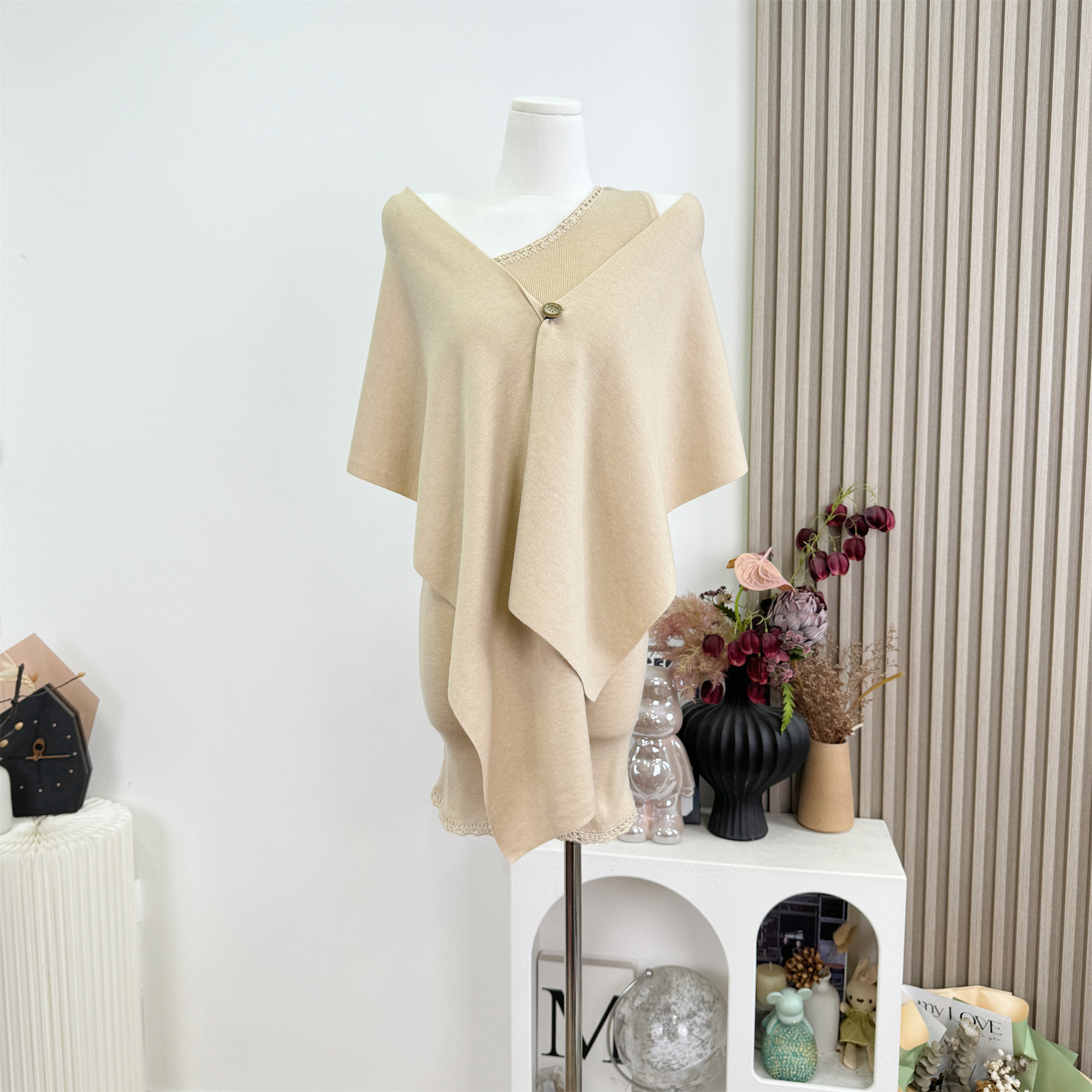 1787301214813_Bpqg8p.jpg Hotdog Spicy Light Mature Style One-Shoulder Lace Dress with Shawl Women Autumn New Set