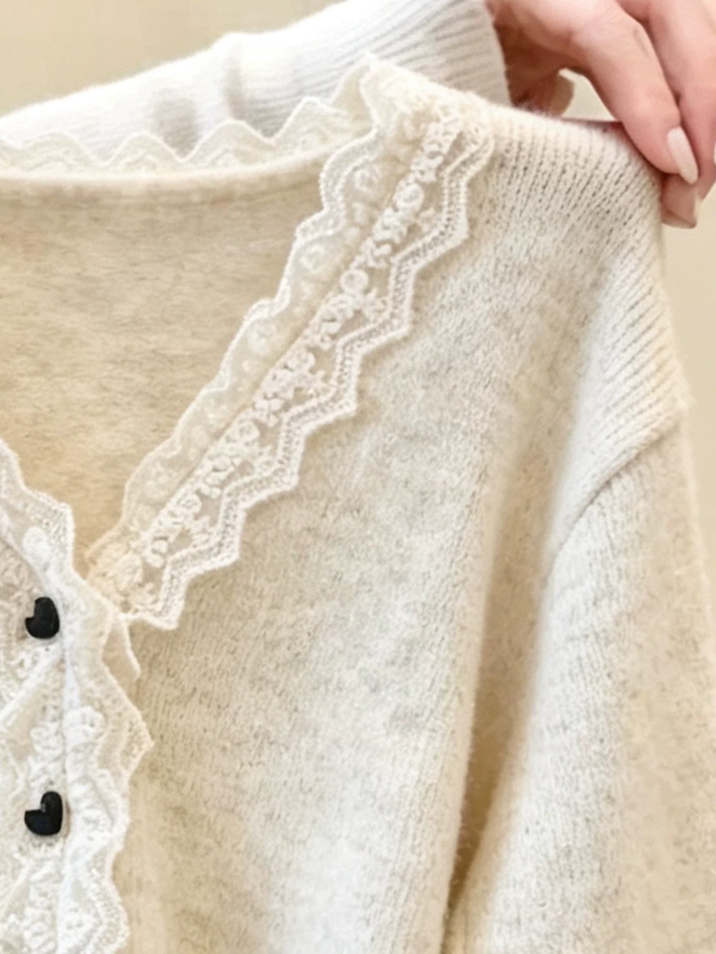 1787448368593_I92Amc.jpg 2026 Autumn French Lace Trim Heart Button Long Sleeve Knit Cardigan Top for Women