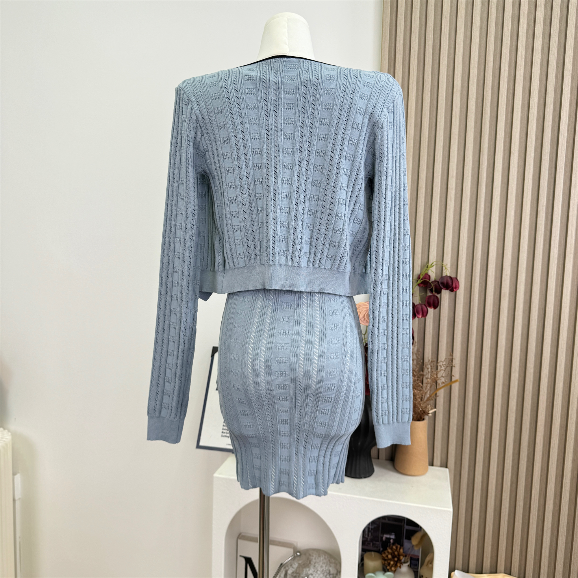 Women's Knit Two-Piece Set with Cami Dress and Cardigan