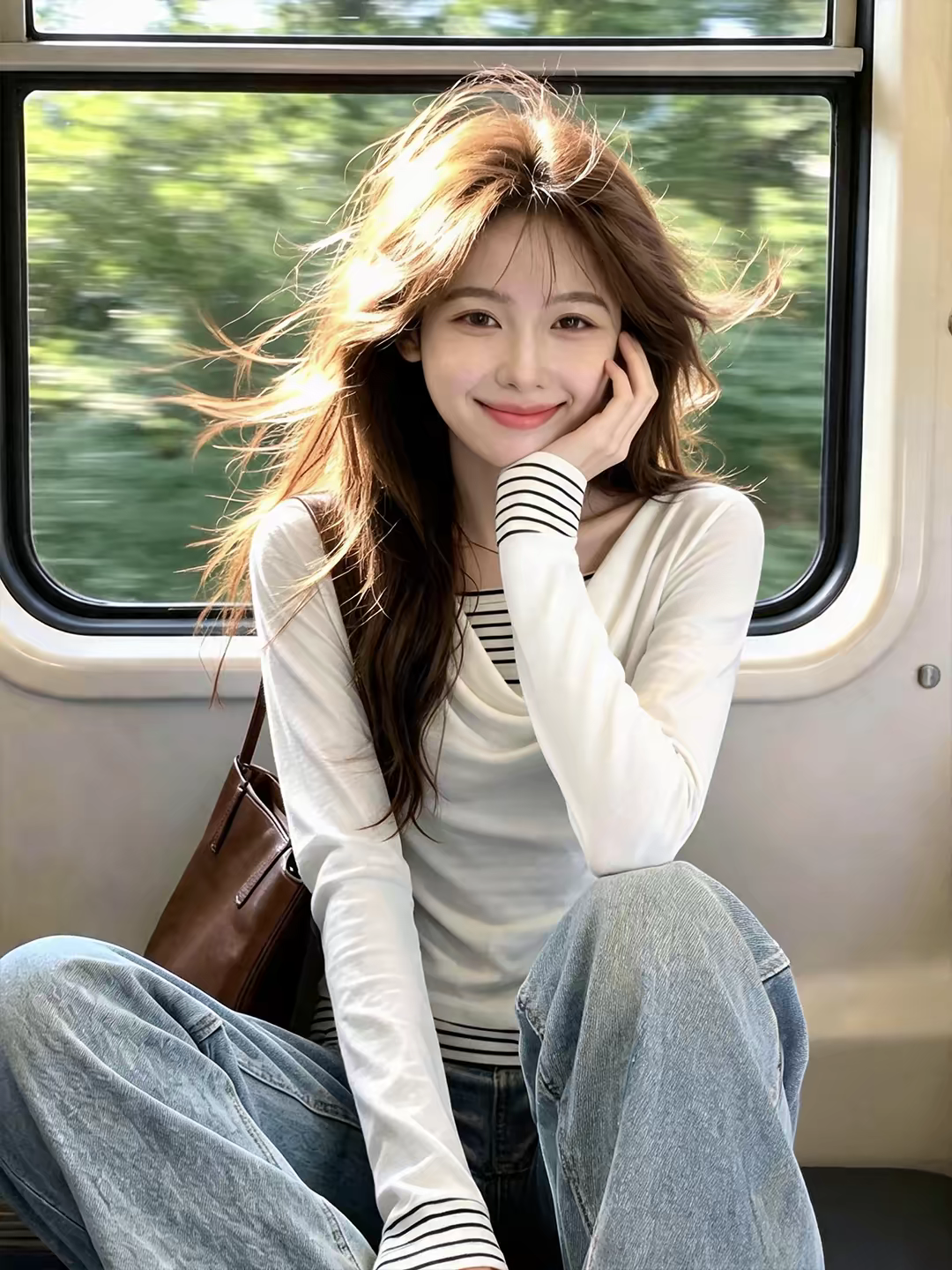 1788708201804_Jm4POd.png Women's Striped Draped Neck Faux Two-Piece Long Sleeve T-Shirt - Style 43388a